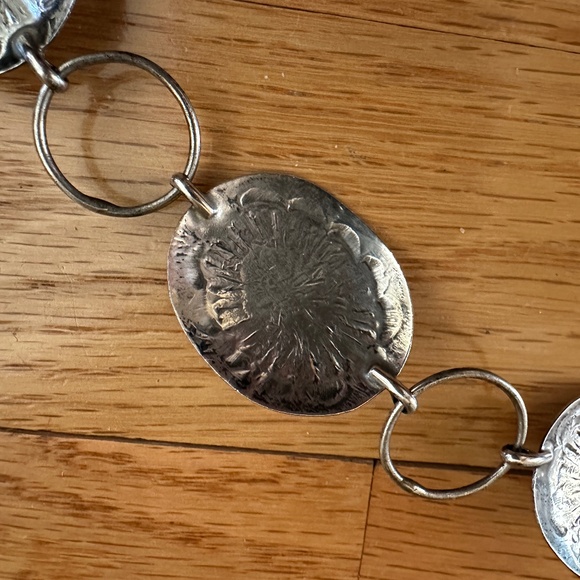 Concho Western Chain Belt Costume Silver Turquoise Womens - Picture 11 of 14